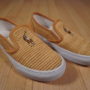 Polo Ralph Lauren Slip On Natural Raffia White Size 6B Brand New